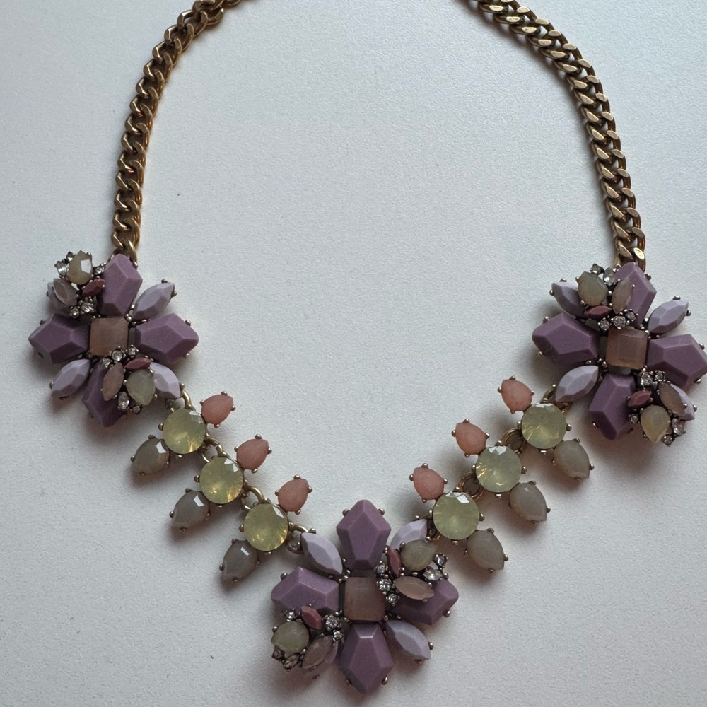 J. Crew Purple and Gold Floral Necklace